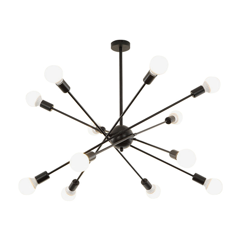 Study Room Firework Chandelier Light Metallic Simple Style Suspension Light in Black Clearhalo 'Ceiling Lights' 'Chandeliers' 'Modern Chandeliers' 'Modern' Lighting' 188230