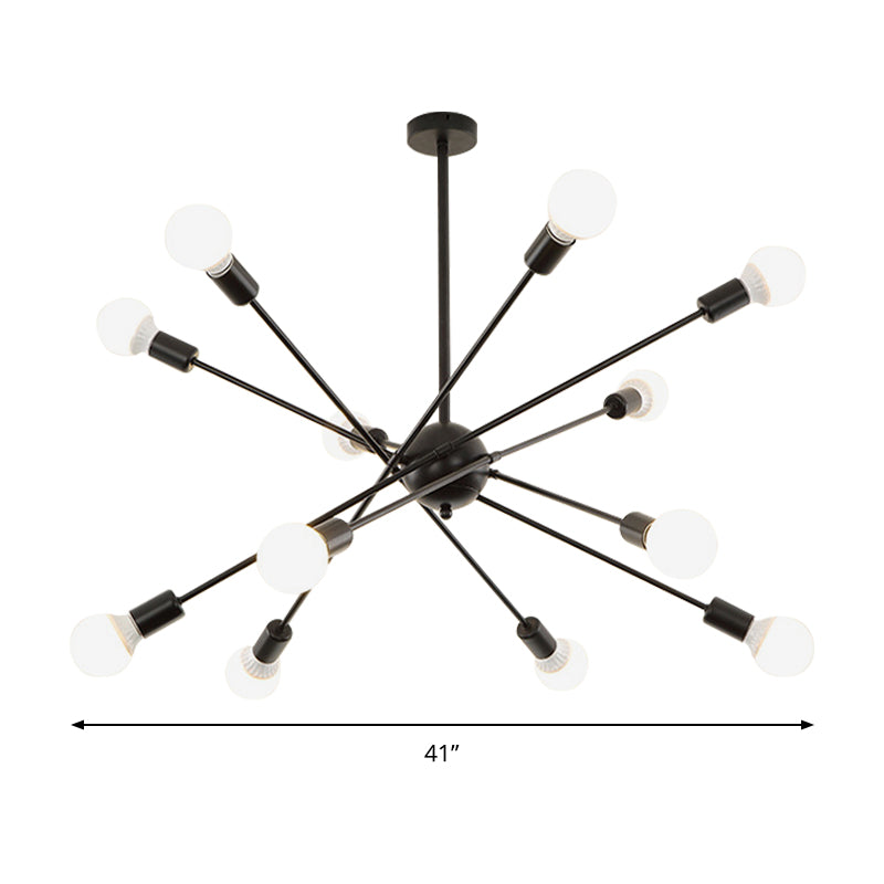 Study Room Firework Chandelier Light Metallic Simple Style Suspension Light in Black Clearhalo 'Ceiling Lights' 'Chandeliers' 'Modern Chandeliers' 'Modern' Lighting' 188231