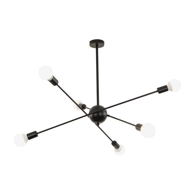 Study Room Firework Chandelier Light Metallic Simple Style Suspension Light in Black Clearhalo 'Ceiling Lights' 'Chandeliers' 'Modern Chandeliers' 'Modern' Lighting' 188234