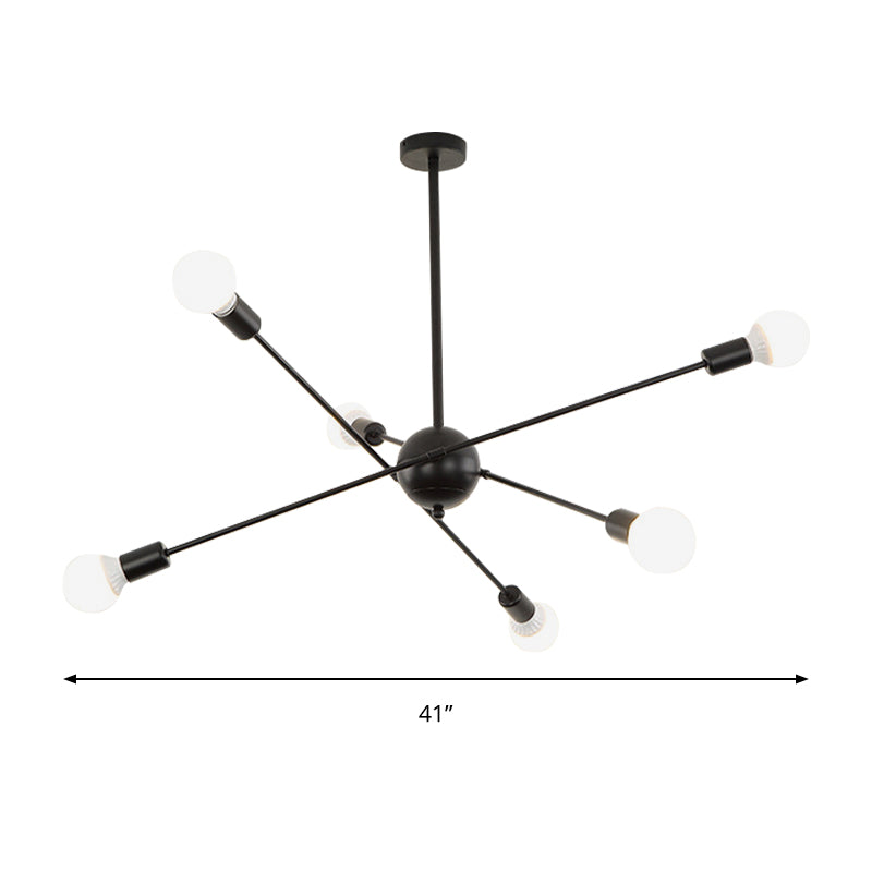 Study Room Firework Chandelier Light Metallic Simple Style Suspension Light in Black Clearhalo 'Ceiling Lights' 'Chandeliers' 'Modern Chandeliers' 'Modern' Lighting' 188235