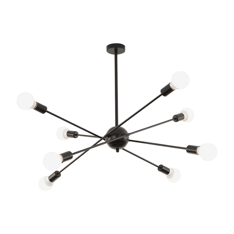 Study Room Firework Chandelier Light Metallic Simple Style Suspension Light in Black Clearhalo 'Ceiling Lights' 'Chandeliers' 'Modern Chandeliers' 'Modern' Lighting' 188238