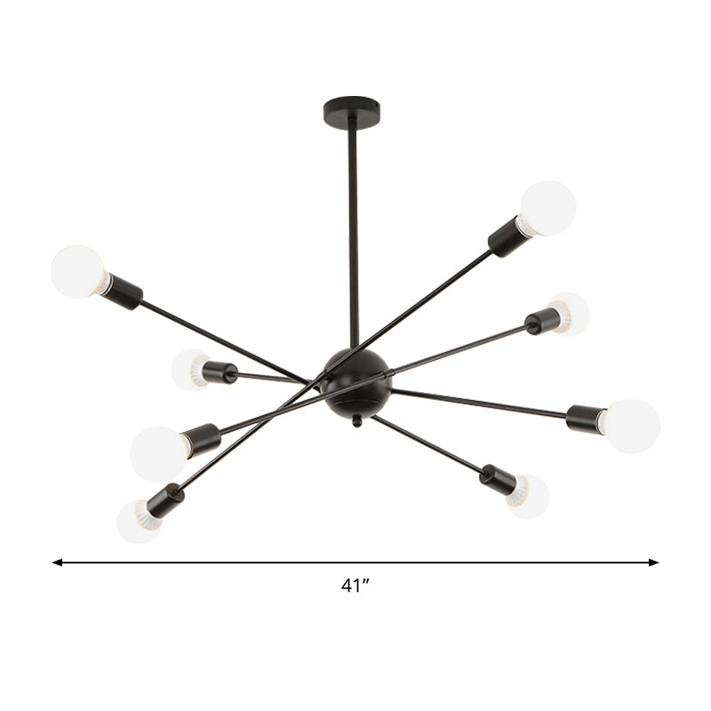 Study Room Firework Chandelier Light Metallic Simple Style Suspension Light in Black Clearhalo 'Ceiling Lights' 'Chandeliers' 'Modern Chandeliers' 'Modern' Lighting' 188239