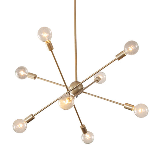 Elegant Style Line Hanging Light Multi-Head Metal Chandelier in Gold Finish for Dining Table Clearhalo 'Ceiling Lights' 'Chandeliers' 'Modern Chandeliers' 'Modern' Lighting' 188257