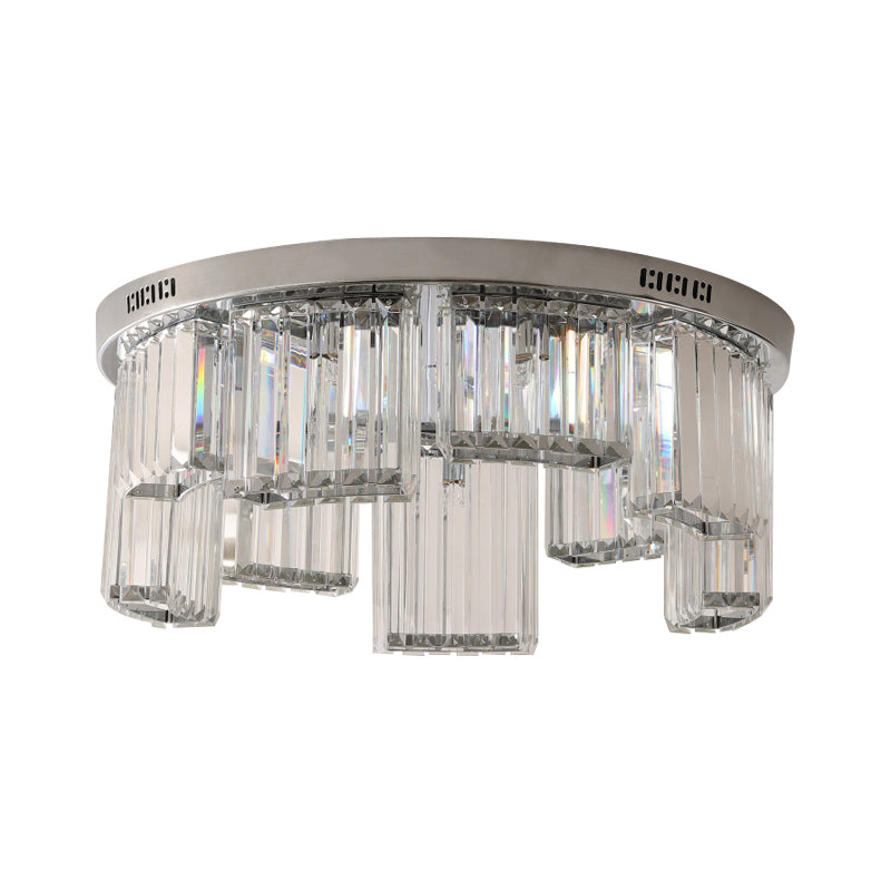 18"/23.5" W Jagged Block Flush Mount Lamp Contemporary 6/9-Light Clear Crystal Bedroom Ceiling Light Clearhalo 'Ceiling Lights' 'Close To Ceiling Lights' 'Close to ceiling' Lighting' 1883046