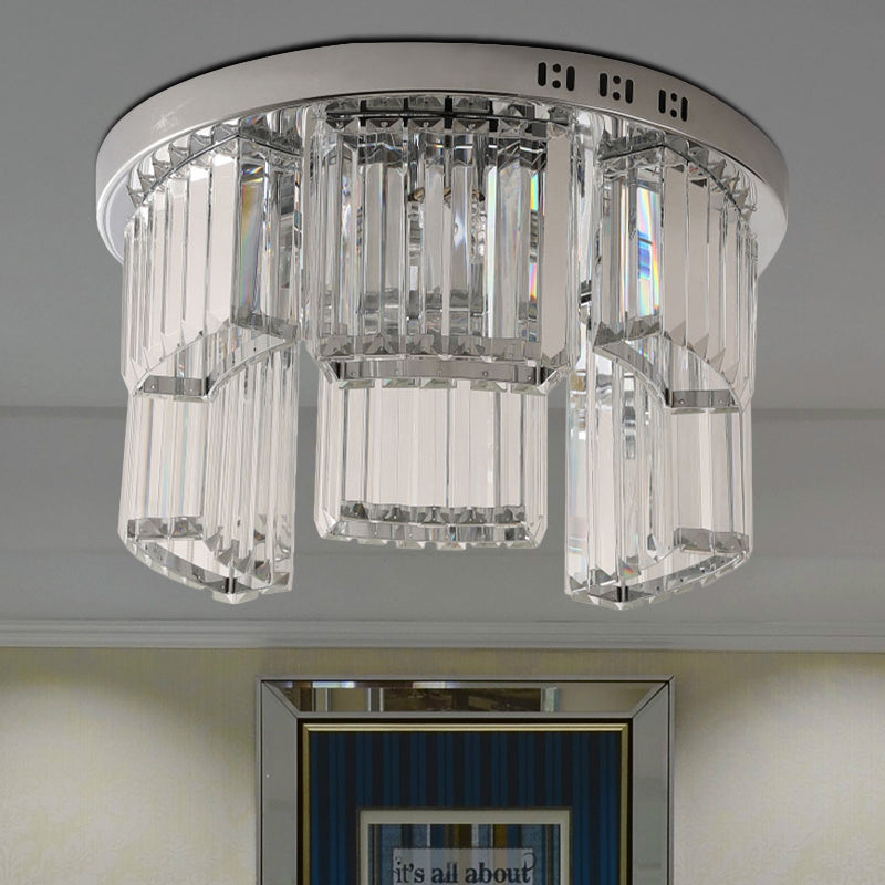 18"/23.5" W Jagged Block Flush Mount Lamp Contemporary 6/9-Light Clear Crystal Bedroom Ceiling Light Clear 18" Clearhalo 'Ceiling Lights' 'Close To Ceiling Lights' 'Close to ceiling' Lighting' 1883048