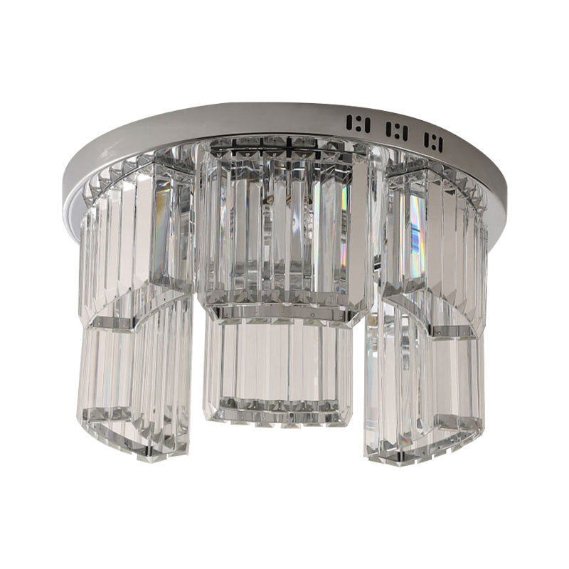 18"/23.5" W Jagged Block Flush Mount Lamp Contemporary 6/9-Light Clear Crystal Bedroom Ceiling Light Clearhalo 'Ceiling Lights' 'Close To Ceiling Lights' 'Close to ceiling' Lighting' 1883050