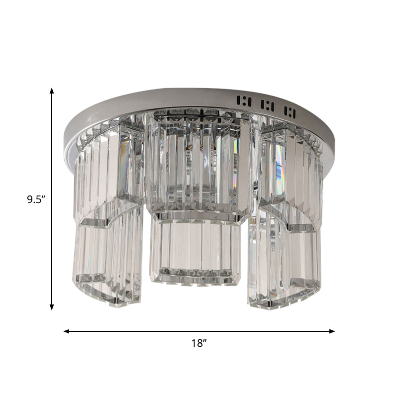 18"/23.5" W Jagged Block Flush Mount Lamp Contemporary 6/9-Light Clear Crystal Bedroom Ceiling Light Clearhalo 'Ceiling Lights' 'Close To Ceiling Lights' 'Close to ceiling' Lighting' 1883052