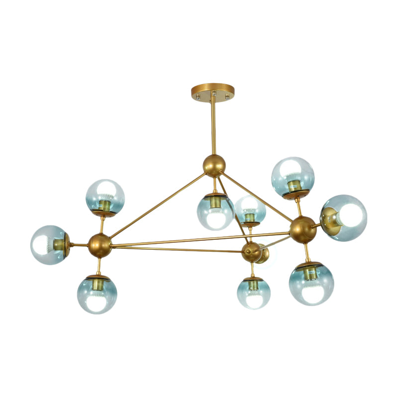 Modo Living Room Pendant Lamp Metal & Glass Multi-Head Contemporary Chandelier in Blue Clearhalo 'Ceiling Lights' 'Chandeliers' 'Modern Chandeliers' 'Modern' Lighting' 188314