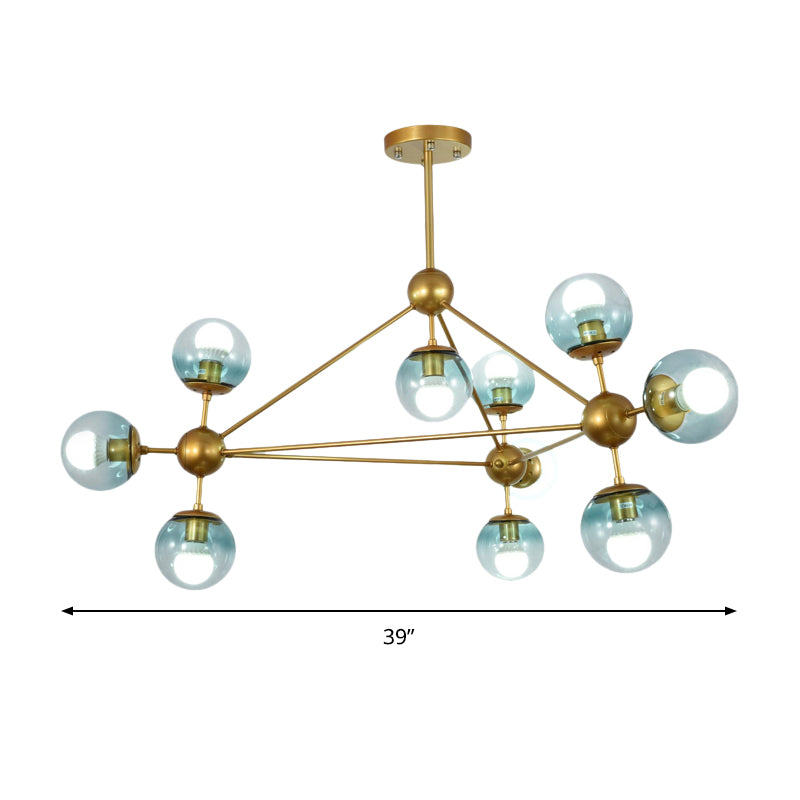 Modo Living Room Pendant Lamp Metal & Glass Multi-Head Contemporary Chandelier in Blue Clearhalo 'Ceiling Lights' 'Chandeliers' 'Modern Chandeliers' 'Modern' Lighting' 188315