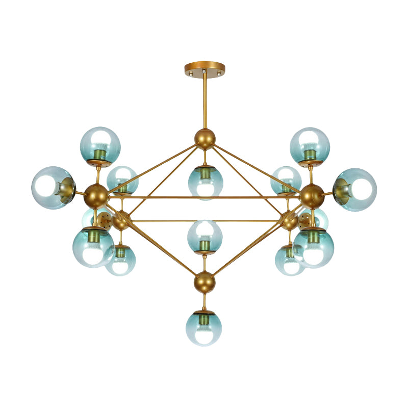 Modo Living Room Pendant Lamp Metal & Glass Multi-Head Contemporary Chandelier in Blue Clearhalo 'Ceiling Lights' 'Chandeliers' 'Modern Chandeliers' 'Modern' Lighting' 188318