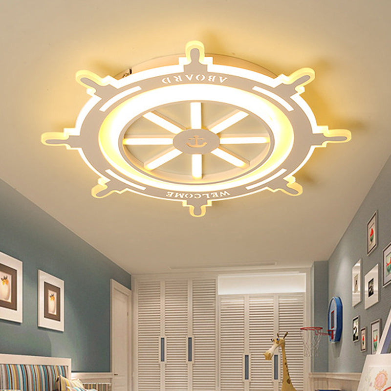 Acrylic Rudder Ceiling Mount Light Nautical Style Ceiling Fixture in White for Baby Bedroom White Clearhalo 'Ceiling Lights' 'Close To Ceiling Lights' 'Close to ceiling' 'Flush mount' Lighting' 188370