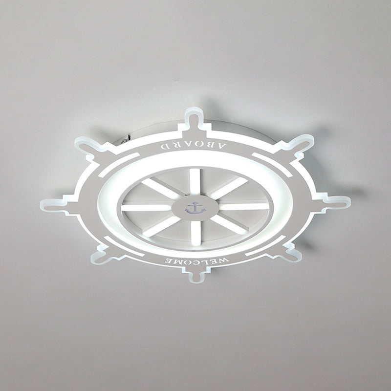 Acrylic Rudder Ceiling Mount Light Nautical Style Ceiling Fixture in White for Baby Bedroom Clearhalo 'Ceiling Lights' 'Close To Ceiling Lights' 'Close to ceiling' 'Flush mount' Lighting' 188372