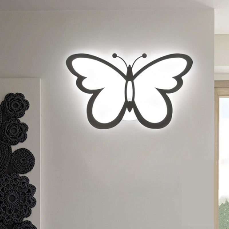 Kids White Wall Sconce Butterfly Shape Acrylic Wall Light for Bedside Dining Room White Clearhalo 'Wall Lamps & Sconces' 'Wall Lights' Lighting' 188404