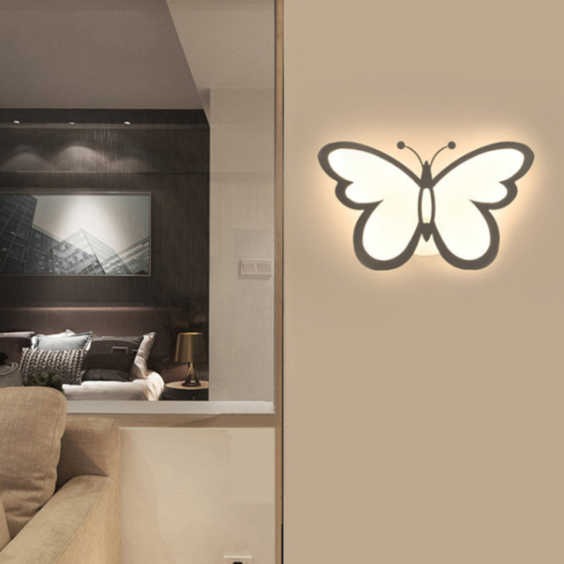 Kids White Wall Sconce Butterfly Shape Acrylic Wall Light for Bedside Dining Room Clearhalo 'Wall Lamps & Sconces' 'Wall Lights' Lighting' 188405