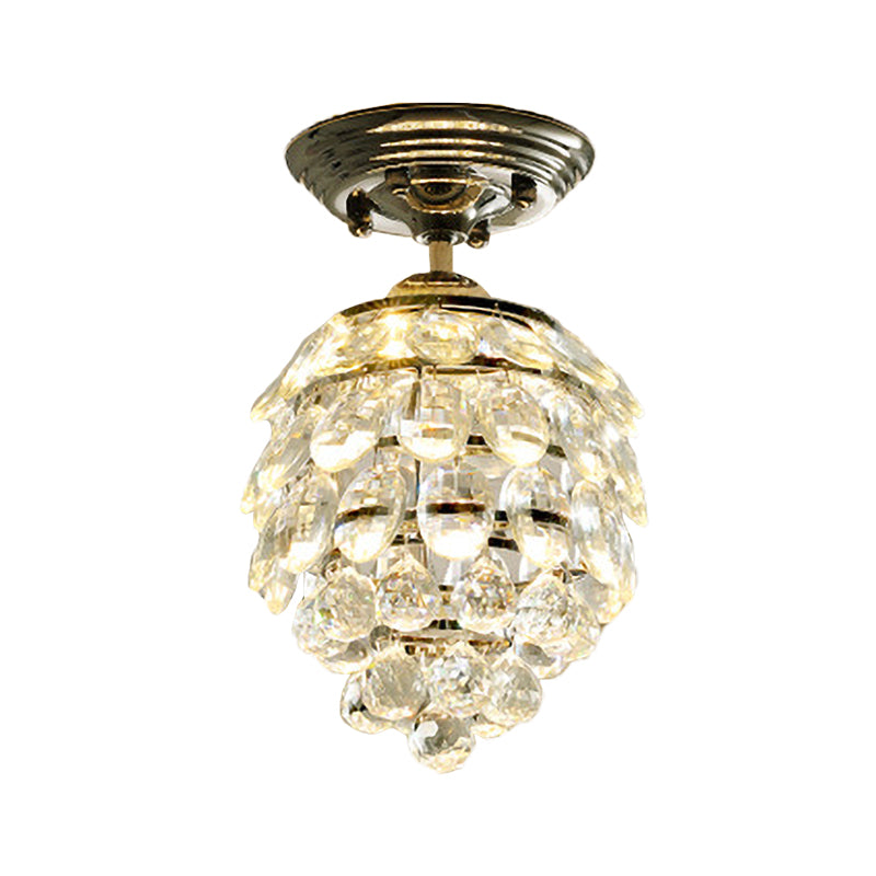 Modernist Pinecone Ceiling Lamp Crystal Ball LED Semi Mount Lighting in Silver for Hallway Clearhalo 'Ceiling Lights' 'Close To Ceiling Lights' 'Close to ceiling' 'Semi-flushmount' Lighting' 1884829