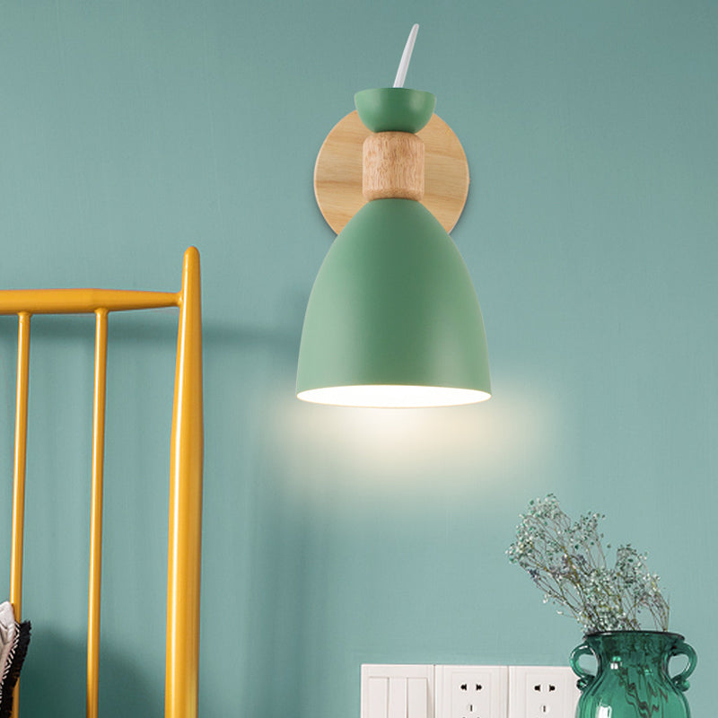 Macaron Dome Wall Sconce Rotatable Metal 1 Head Sconce Light for Restaurant Stair Green Clearhalo 'Wall Lamps & Sconces' 'Wall Lights' Lighting' 188487