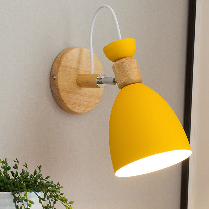 Macaron Dome Wall Sconce Rotatable Metal 1 Head Sconce Light for Restaurant Stair Yellow Clearhalo 'Wall Lamps & Sconces' 'Wall Lights' Lighting' 188494