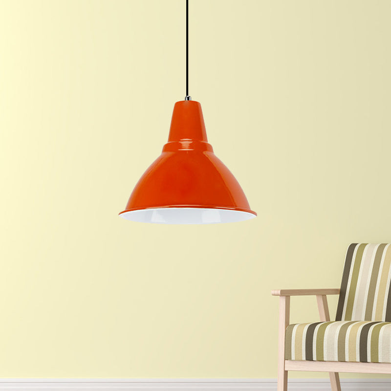 Dome Shade Metal Ceiling Fixture Industrial Stylish 1 Bulb Dining Room Hanging Light Fixture in Red/Yellow Clearhalo 'Art Deco Pendants' 'Cast Iron' 'Ceiling Lights' 'Ceramic' 'Crystal' 'Industrial Pendants' 'Industrial' 'Metal' 'Middle Century Pendants' 'Pendant Lights' 'Pendants' 'Tiffany' Lighting' 1885679