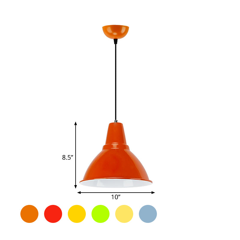 Dome Shade Metal Ceiling Fixture Industrial Stylish 1 Bulb Dining Room Hanging Light Fixture in Red/Yellow Clearhalo 'Art Deco Pendants' 'Cast Iron' 'Ceiling Lights' 'Ceramic' 'Crystal' 'Industrial Pendants' 'Industrial' 'Metal' 'Middle Century Pendants' 'Pendant Lights' 'Pendants' 'Tiffany' Lighting' 1885682