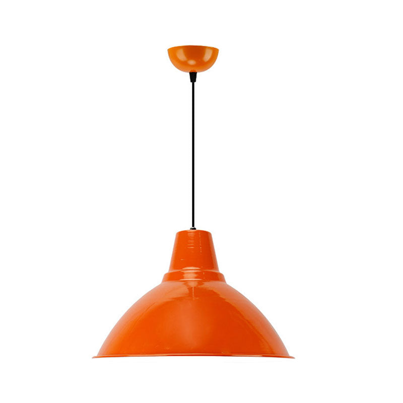 Bowl Shade Coffee Shop Ceiling Lamp Industrial Industrial Metal 1 Light Red/Yellow Pendant Lamp Clearhalo 'Art Deco Pendants' 'Cast Iron' 'Ceiling Lights' 'Ceramic' 'Crystal' 'Industrial Pendants' 'Industrial' 'Metal' 'Middle Century Pendants' 'Pendant Lights' 'Pendants' 'Tiffany' Lighting' 1885706