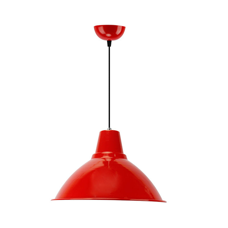 Bowl Shade Coffee Shop Ceiling Lamp Industrial Industrial Metal 1 Light Red/Yellow Pendant Lamp Clearhalo 'Art Deco Pendants' 'Cast Iron' 'Ceiling Lights' 'Ceramic' 'Crystal' 'Industrial Pendants' 'Industrial' 'Metal' 'Middle Century Pendants' 'Pendant Lights' 'Pendants' 'Tiffany' Lighting' 1885711