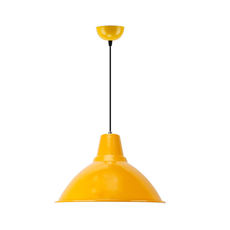 Bowl Shade Coffee Shop Ceiling Lamp Industrial Industrial Metal 1 Light Red/Yellow Pendant Lamp Clearhalo 'Art Deco Pendants' 'Cast Iron' 'Ceiling Lights' 'Ceramic' 'Crystal' 'Industrial Pendants' 'Industrial' 'Metal' 'Middle Century Pendants' 'Pendant Lights' 'Pendants' 'Tiffany' Lighting' 1885715