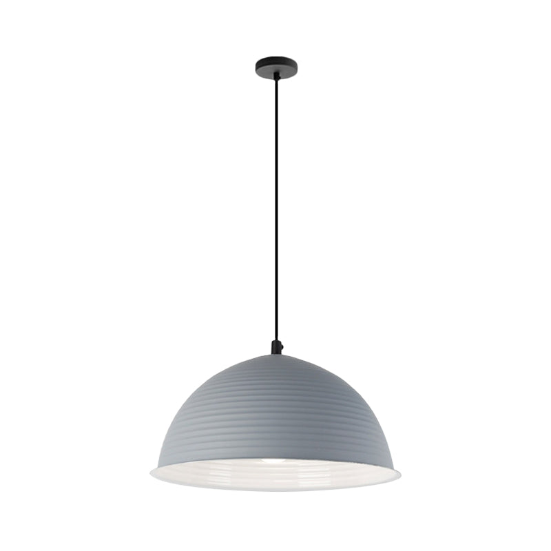 12"/16" W 1 Light Hanging Lamp with Ribbed Dome Shade Metal Industrial Indoor Ceiling Light in Grey/Yellow Clearhalo 'Ceiling Lights' 'Modern Pendants' 'Modern' 'Pendant Lights' 'Pendants' Lighting' 1885737