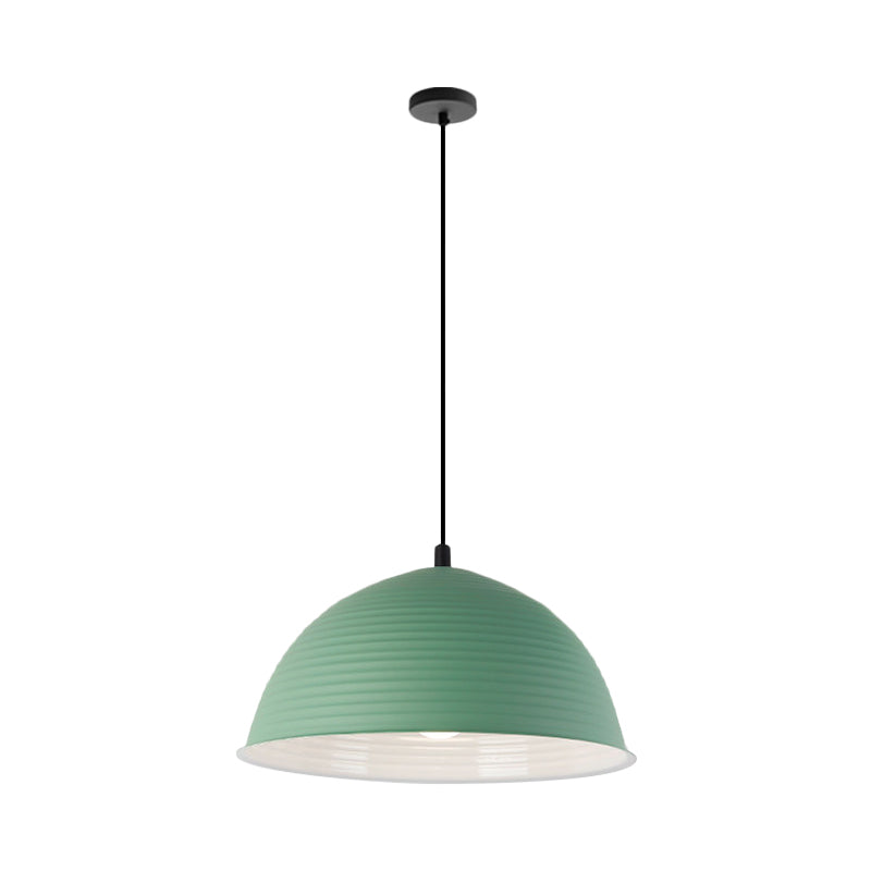 12"/16" W 1 Light Hanging Lamp with Ribbed Dome Shade Metal Industrial Indoor Ceiling Light in Grey/Yellow Clearhalo 'Ceiling Lights' 'Modern Pendants' 'Modern' 'Pendant Lights' 'Pendants' Lighting' 1885745