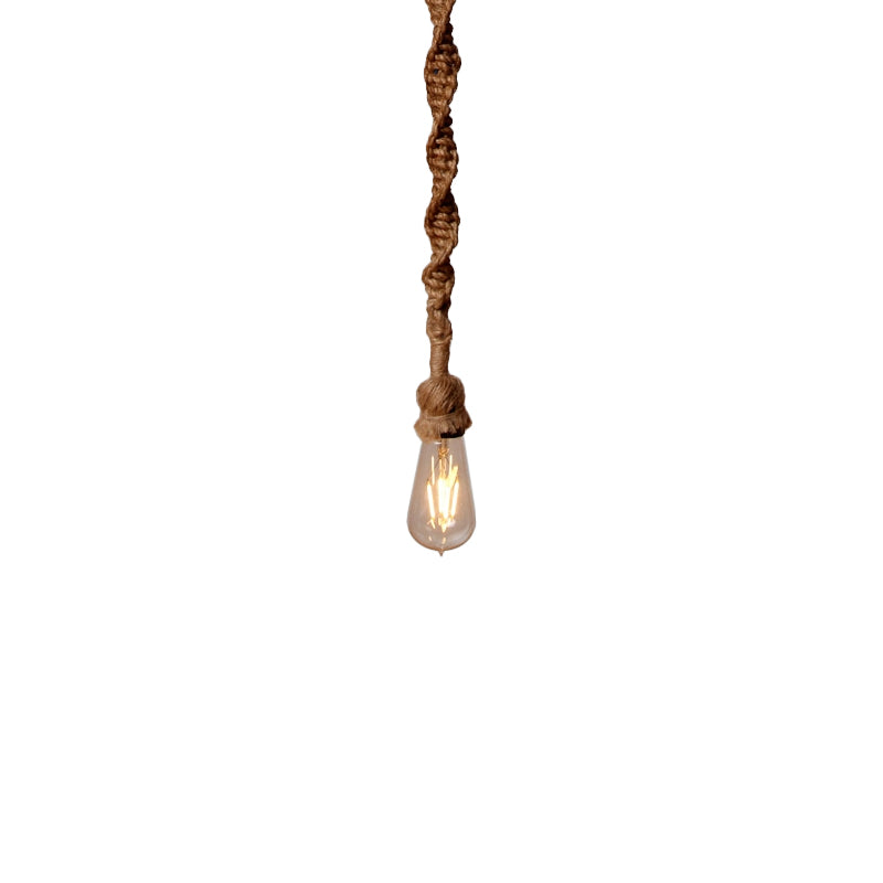 Minimalist Exposed Bulb Hanging Lamp 1/3-Head Rope Pendant Light Fixture in Brown for Bar Clearhalo 'Art Deco Pendants' 'Cast Iron' 'Ceiling Lights' 'Ceramic' 'Crystal' 'Industrial Pendants' 'Industrial' 'Metal' 'Middle Century Pendants' 'Pendant Lights' 'Pendants' 'Tiffany' Lighting' 1885774