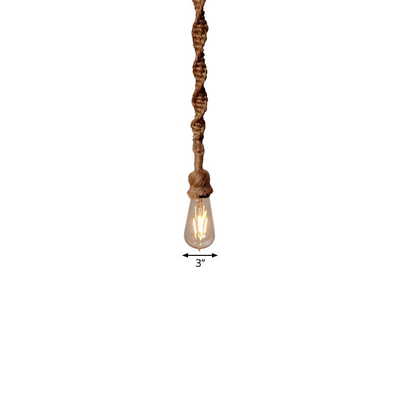 Minimalist Exposed Bulb Hanging Lamp 1/3-Head Rope Pendant Light Fixture in Brown for Bar Clearhalo 'Art Deco Pendants' 'Cast Iron' 'Ceiling Lights' 'Ceramic' 'Crystal' 'Industrial Pendants' 'Industrial' 'Metal' 'Middle Century Pendants' 'Pendant Lights' 'Pendants' 'Tiffany' Lighting' 1885775