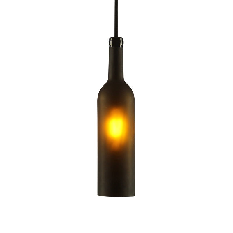 Glass Brown/Blue Suspended Lamp Wine Bottle Shade 1 Light Vintage Industrial Hanging Pendant Light Clearhalo 'Ceiling Lights' 'Glass shade' 'Glass' 'Industrial Pendants' 'Industrial' 'Middle Century Pendants' 'Pendant Lights' 'Pendants' 'Tiffany' Lighting' 1885784