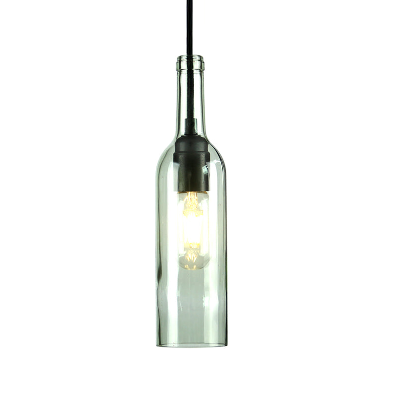 Glass Brown/Blue Suspended Lamp Wine Bottle Shade 1 Light Vintage Industrial Hanging Pendant Light Clearhalo 'Ceiling Lights' 'Glass shade' 'Glass' 'Industrial Pendants' 'Industrial' 'Middle Century Pendants' 'Pendant Lights' 'Pendants' 'Tiffany' Lighting' 1885789