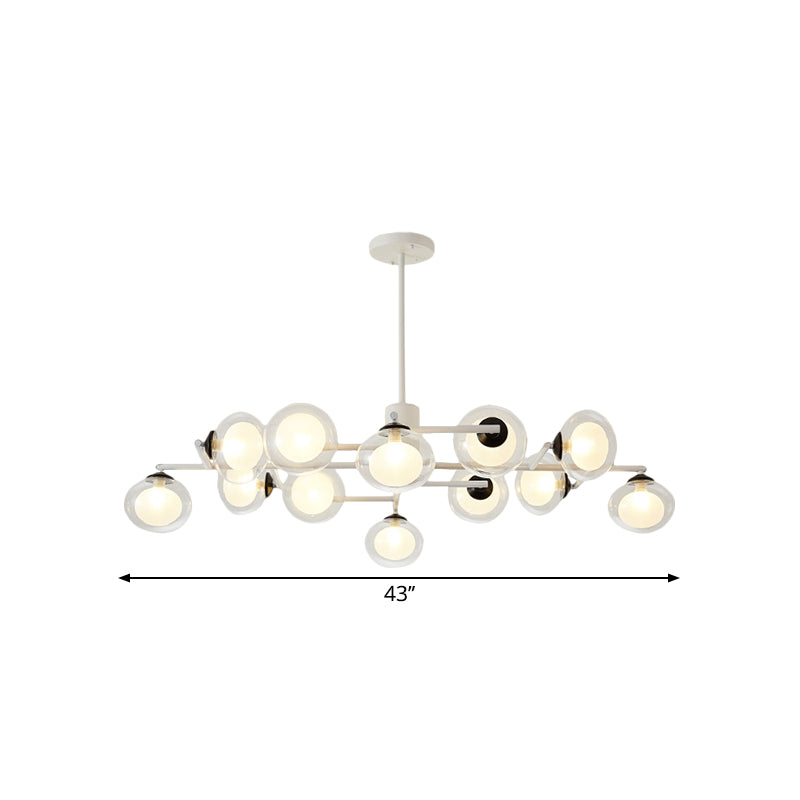 Modern Simple Oval Shade Island Light 8/12 Lights Glass Suspension Light in Black/White Clearhalo 'Ceiling Lights' 'Glass shade' 'Glass' 'Island Lights' Lighting' 1885880