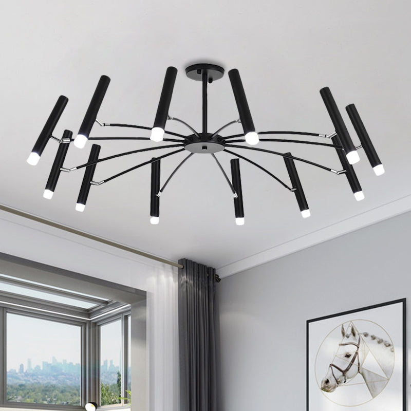 Adjustable Linear Shade Large Chandelier Metal 12/24 Lights Modern Ceiling Light in Black/Rose Gold Clearhalo 'Ceiling Lights' 'Chandeliers' 'Modern Chandeliers' 'Modern' Lighting' 1885882