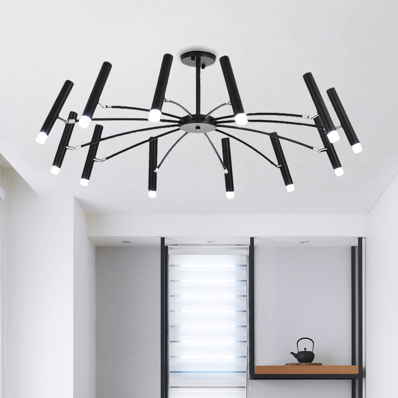 Adjustable Linear Shade Large Chandelier Metal 12/24 Lights Modern Ceiling Light in Black/Rose Gold Clearhalo 'Ceiling Lights' 'Chandeliers' 'Modern Chandeliers' 'Modern' Lighting' 1885883