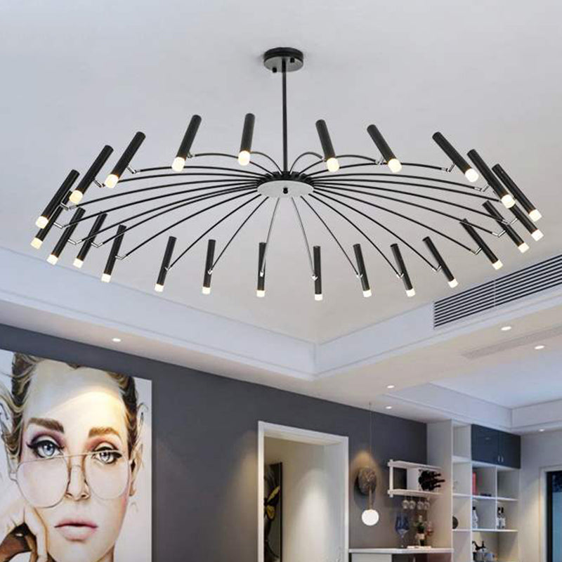 Adjustable Linear Shade Large Chandelier Metal 12/24 Lights Modern Ceiling Light in Black/Rose Gold Clearhalo 'Ceiling Lights' 'Chandeliers' 'Modern Chandeliers' 'Modern' Lighting' 1885888