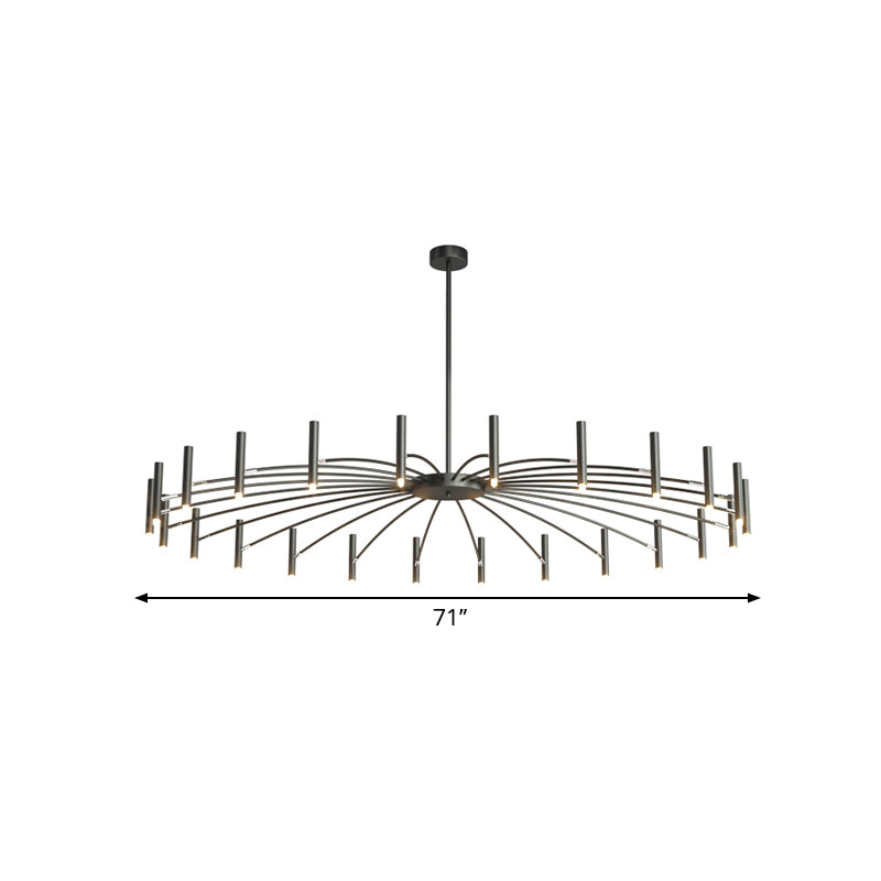 Adjustable Linear Shade Large Chandelier Metal 12/24 Lights Modern Ceiling Light in Black/Rose Gold Clearhalo 'Ceiling Lights' 'Chandeliers' 'Modern Chandeliers' 'Modern' Lighting' 1885890