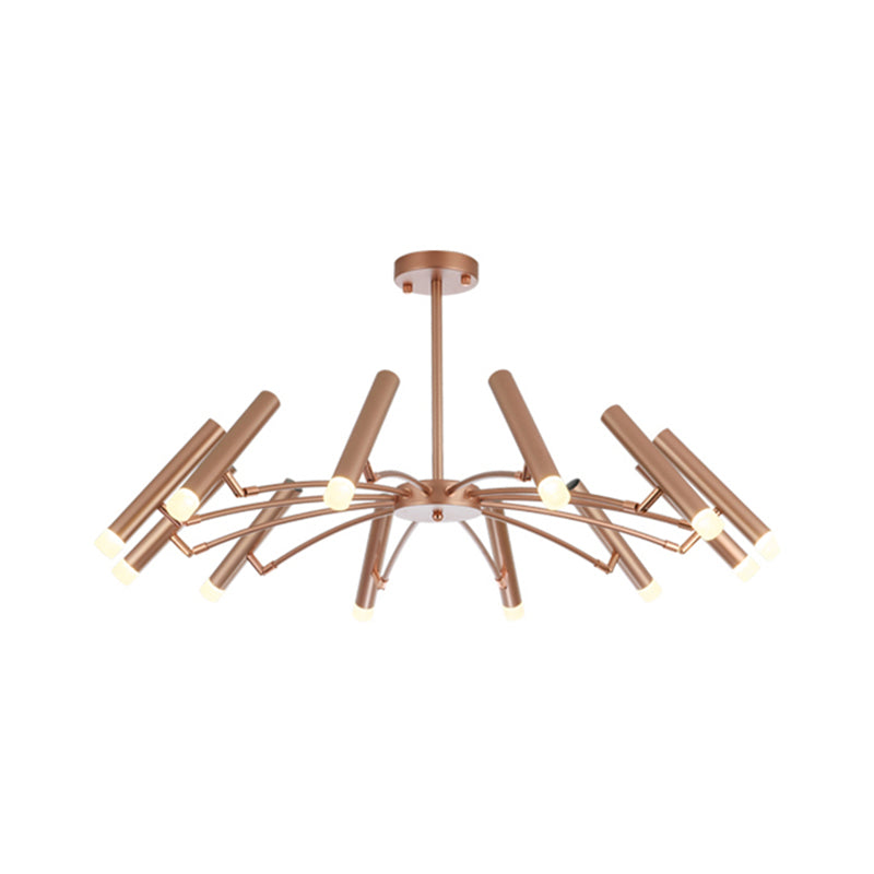 Adjustable Linear Shade Large Chandelier Metal 12/24 Lights Modern Ceiling Light in Black/Rose Gold Clearhalo 'Ceiling Lights' 'Chandeliers' 'Modern Chandeliers' 'Modern' Lighting' 1885894