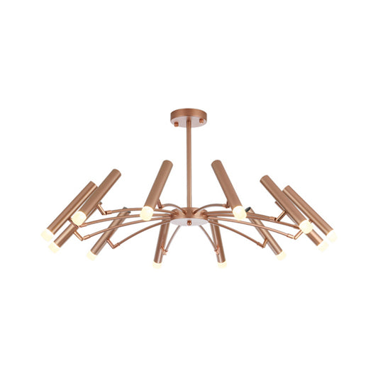 Adjustable Linear Shade Large Chandelier Metal 12/24 Lights Modern Ceiling Light in Black/Rose Gold Clearhalo 'Ceiling Lights' 'Chandeliers' 'Modern Chandeliers' 'Modern' Lighting' 1885894