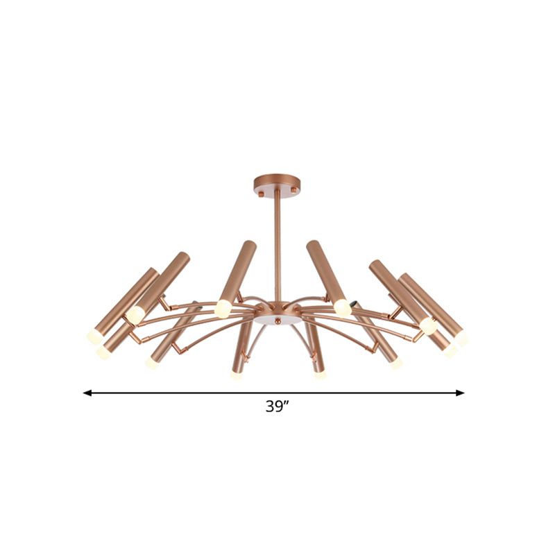 Adjustable Linear Shade Large Chandelier Metal 12/24 Lights Modern Ceiling Light in Black/Rose Gold Clearhalo 'Ceiling Lights' 'Chandeliers' 'Modern Chandeliers' 'Modern' Lighting' 1885895