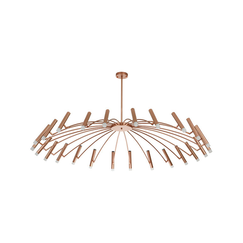 Adjustable Linear Shade Large Chandelier Metal 12/24 Lights Modern Ceiling Light in Black/Rose Gold Clearhalo 'Ceiling Lights' 'Chandeliers' 'Modern Chandeliers' 'Modern' Lighting' 1885898