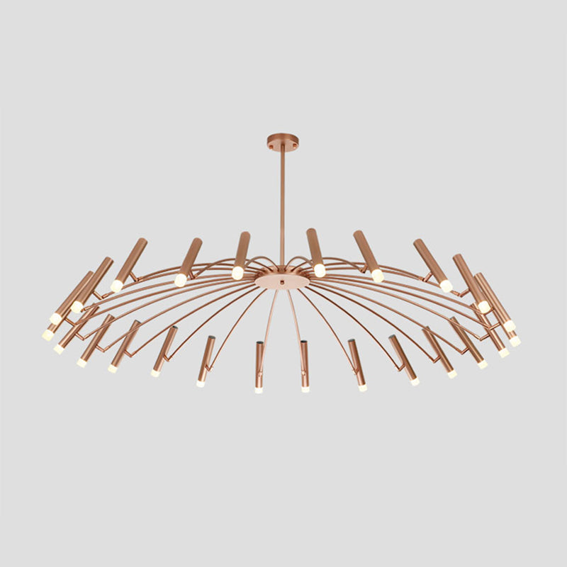 Adjustable Linear Shade Large Chandelier Metal 12/24 Lights Modern Ceiling Light in Black/Rose Gold Clearhalo 'Ceiling Lights' 'Chandeliers' 'Modern Chandeliers' 'Modern' Lighting' 1885899