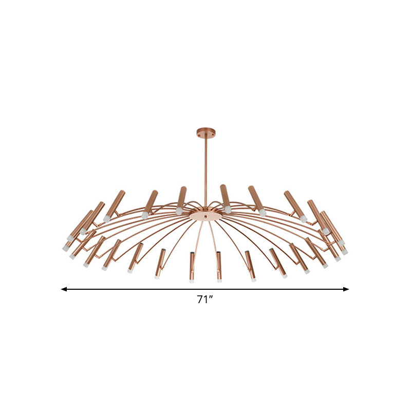 Adjustable Linear Shade Large Chandelier Metal 12/24 Lights Modern Ceiling Light in Black/Rose Gold Clearhalo 'Ceiling Lights' 'Chandeliers' 'Modern Chandeliers' 'Modern' Lighting' 1885900