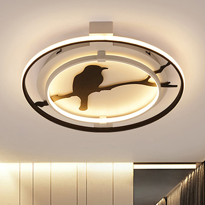 Bathroom Bedroom Bird Ceiling Mount Light Acrylic Ceiling Lamp in Black Finish Black Warm Clearhalo 'Ceiling Lights' 'Close To Ceiling Lights' 'Close to ceiling' 'Flush mount' Lighting' 188609