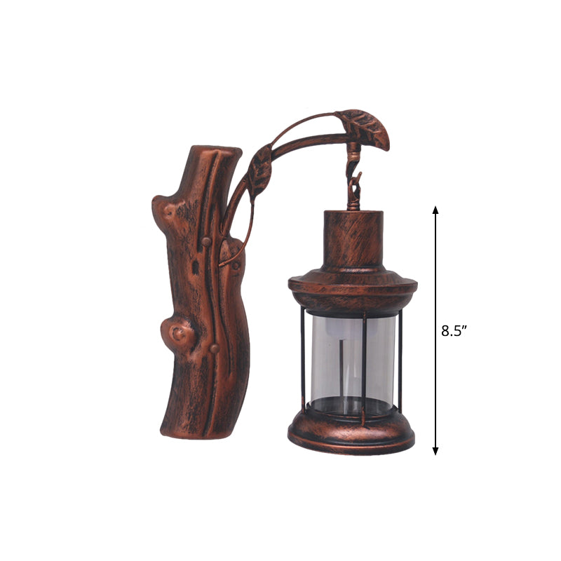 Kerosene Hallway Wall Light Fixture Coastal Clear Glass 1 Light Black/Copper Sconce Lamp Clearhalo 'Industrial wall lights' 'Industrial' 'Middle century wall lights' 'Tiffany' 'Wall Lamps & Sconces' 'Wall Lights' Lighting' 1886090