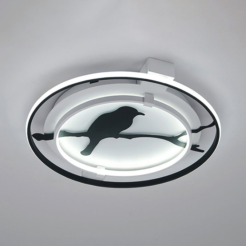 Bathroom Bedroom Bird Ceiling Mount Light Acrylic Ceiling Lamp in Black Finish Black White Clearhalo 'Ceiling Lights' 'Close To Ceiling Lights' 'Close to ceiling' 'Flush mount' Lighting' 188611