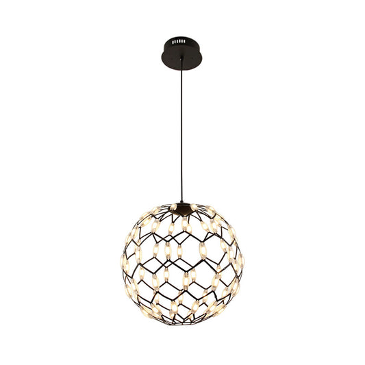 Hollow Design Metal Globe Chandelier LED Contemporary Hanging Lamp in Black/White Clearhalo 'Ceiling Lights' 'Chandeliers' 'Modern Chandeliers' 'Modern' Lighting' 1886148
