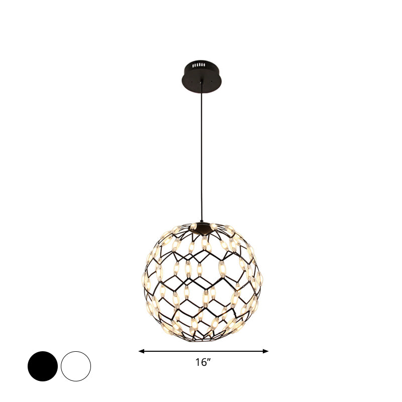 Hollow Design Metal Globe Chandelier LED Contemporary Hanging Lamp in Black/White Clearhalo 'Ceiling Lights' 'Chandeliers' 'Modern Chandeliers' 'Modern' Lighting' 1886149