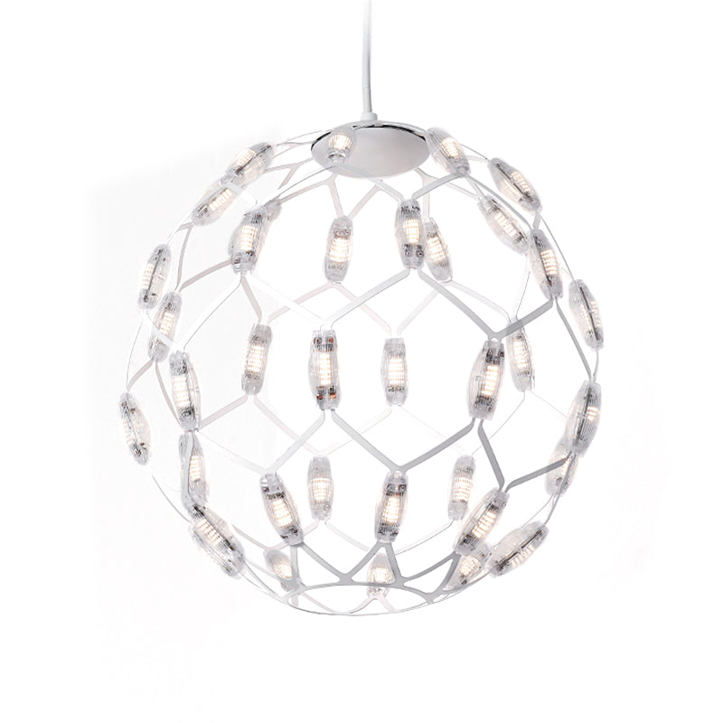 Hollow Design Metal Globe Chandelier LED Contemporary Hanging Lamp in Black/White Clearhalo 'Ceiling Lights' 'Chandeliers' 'Modern Chandeliers' 'Modern' Lighting' 1886153