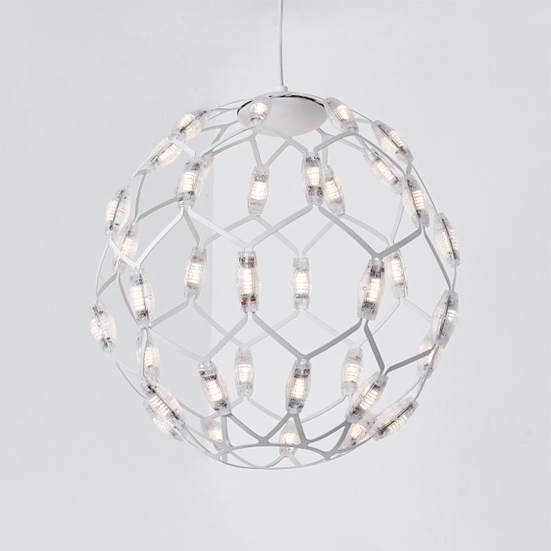 Hollow Design Metal Globe Chandelier LED Contemporary Hanging Lamp in Black/White Clearhalo 'Ceiling Lights' 'Chandeliers' 'Modern Chandeliers' 'Modern' Lighting' 1886154